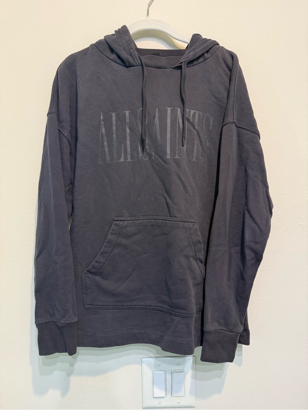 All Saints Charcoal Logo Pullover Hoodie
